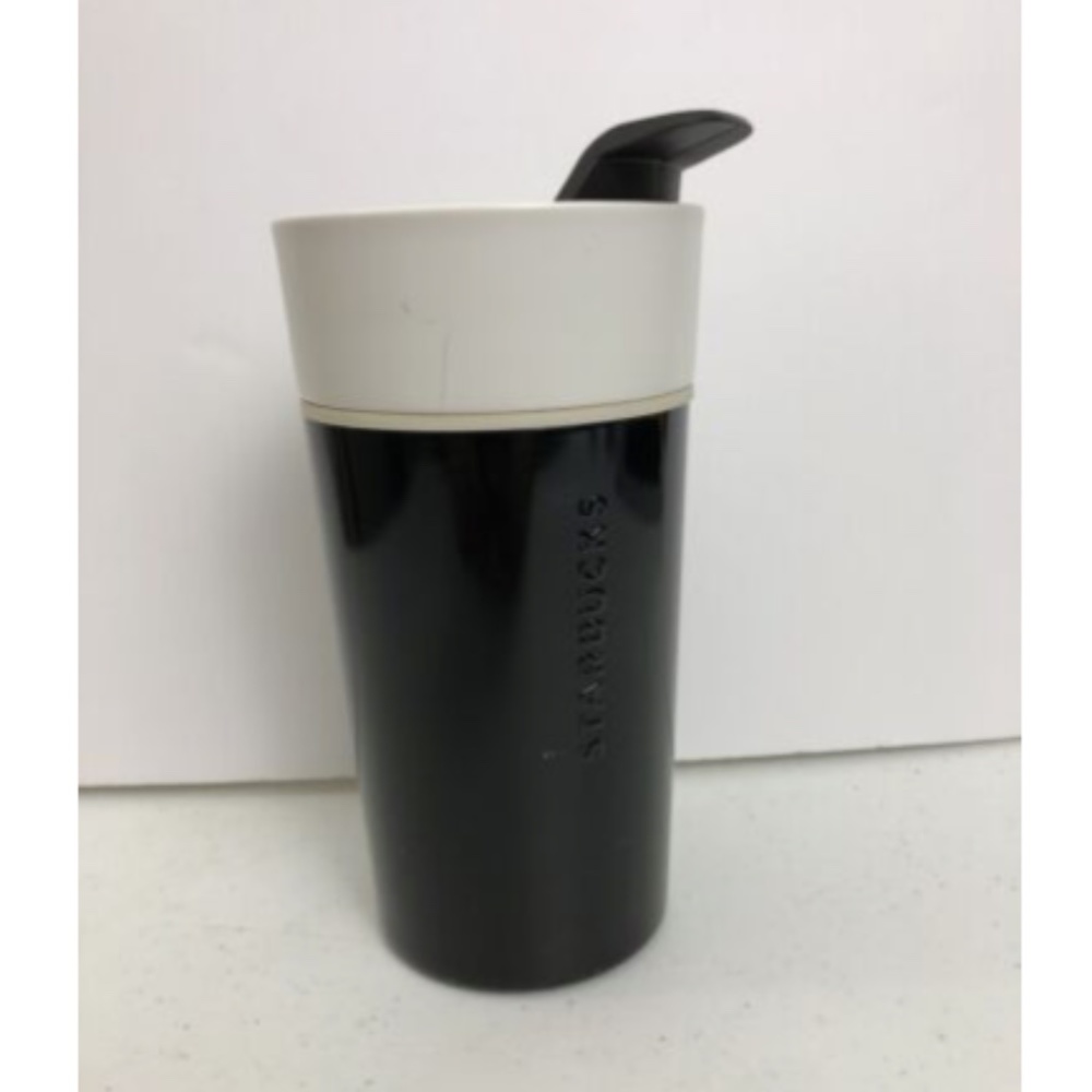 Starbucks 2013 Ceramic Coffee Travel Mug Black Stainless Steel 12oz